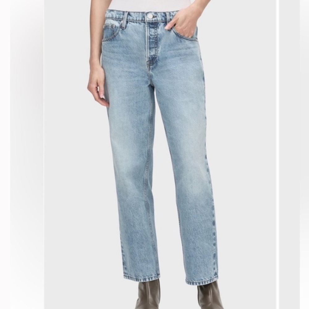 Frame womens Le slouch distressed button fly straight leg jeans 27